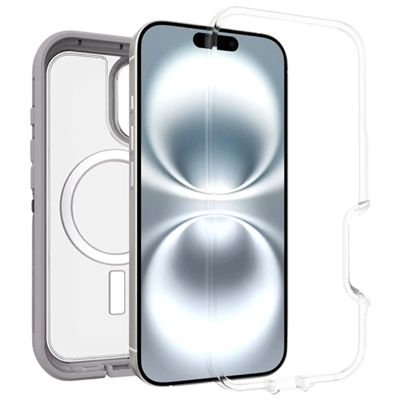 Étui rigide ajusté Defender XT d'OtterBox avec MagSafe pour iPhone 16 - Transparent Snow Capped