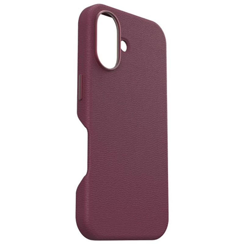 Étui rigide ajusté en cuir de cactus Symmetry d'OtterBox avec MagSafe pour iPhone 16 - Rose Foxberry
