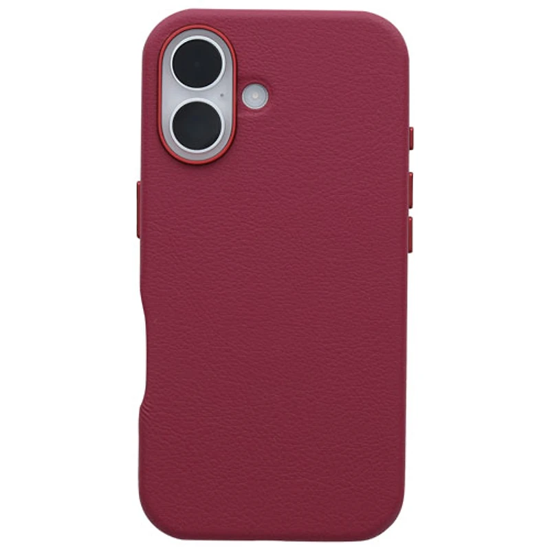 Étui rigide ajusté en cuir de cactus Symmetry d'OtterBox avec MagSafe pour iPhone 16 - Rose Foxberry
