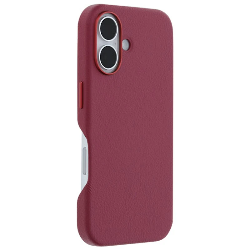 Étui rigide ajusté en cuir de cactus Symmetry d'OtterBox avec MagSafe pour iPhone 16 - Rose Foxberry
