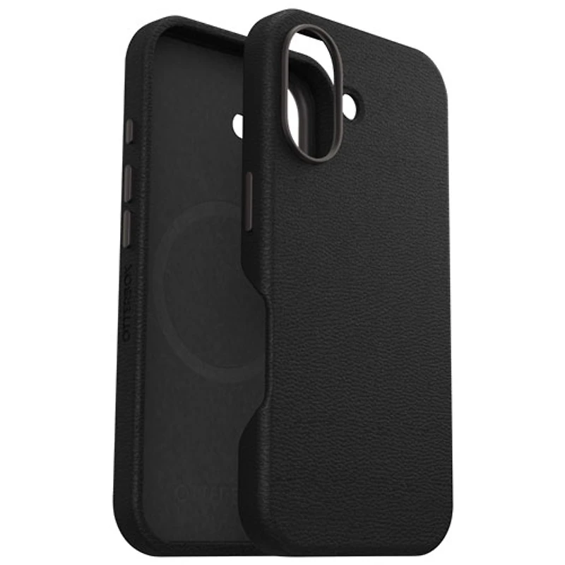 OtterBox Symmetry Cactus Leather Fitted Hard Shell Case with MagSafe for iPhone 16 - Noir Ash