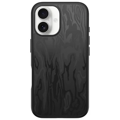 Étui rigide ajusté Symmetry d'OtterBox avec MagSafe pour iPhone 16 - Noir Spruce Bark