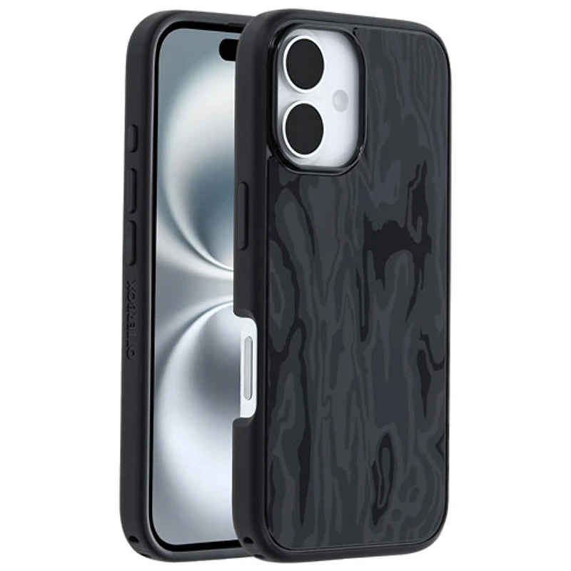 Étui rigide ajusté Symmetry d'OtterBox avec MagSafe pour iPhone 16 - Noir Spruce Bark