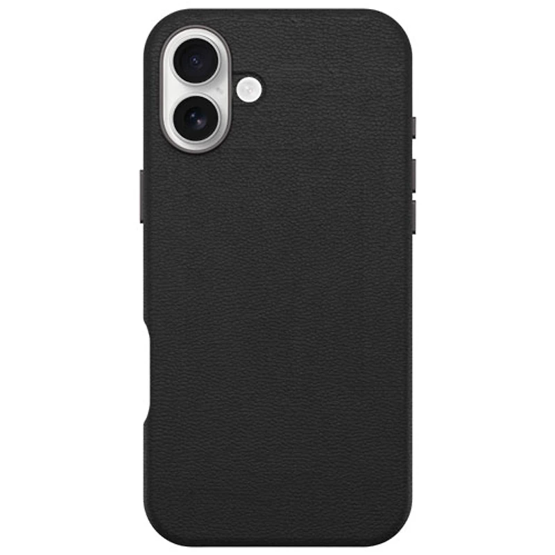 Étui rigide ajusté en cuir de cactus Symmetry d'OtterBox avec MagSafe pour iPhone 16 Plus - Noir Ash