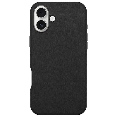 Étui rigide ajusté en cuir de cactus Symmetry d'OtterBox avec MagSafe pour iPhone 16 Plus - Noir Ash
