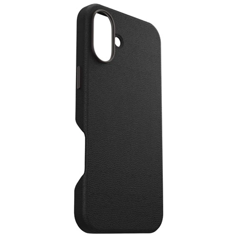 Étui rigide ajusté en cuir de cactus Symmetry d'OtterBox avec MagSafe pour iPhone 16 Plus - Noir Ash
