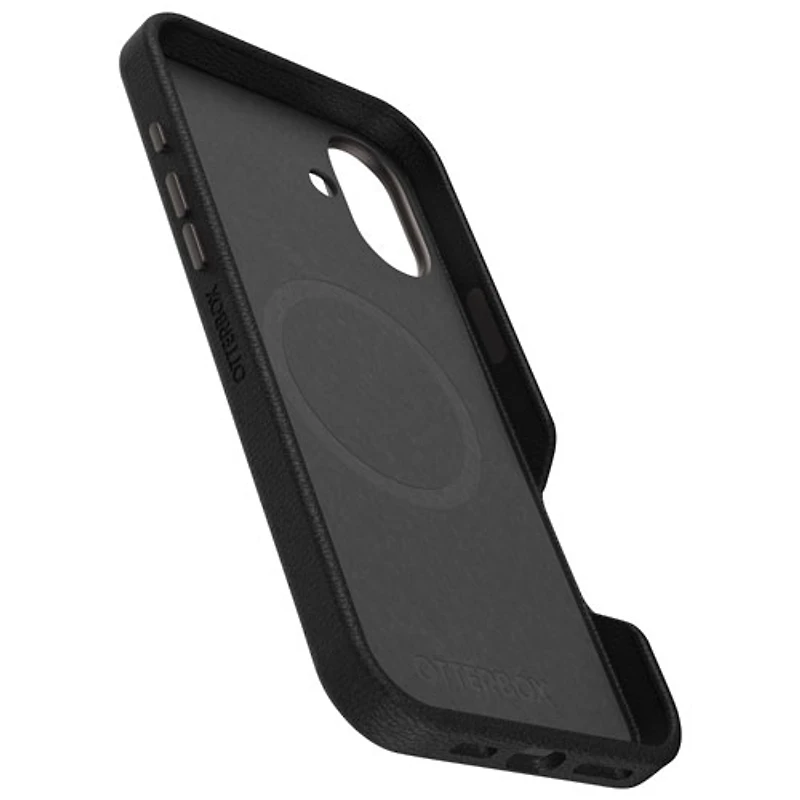 Étui rigide ajusté en cuir de cactus Symmetry d'OtterBox avec MagSafe pour iPhone 16 Plus - Noir Ash