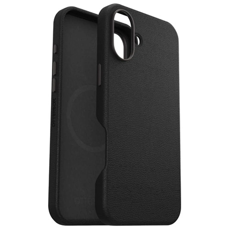 Étui rigide ajusté en cuir de cactus Symmetry d'OtterBox avec MagSafe pour iPhone 16 Plus - Noir Ash
