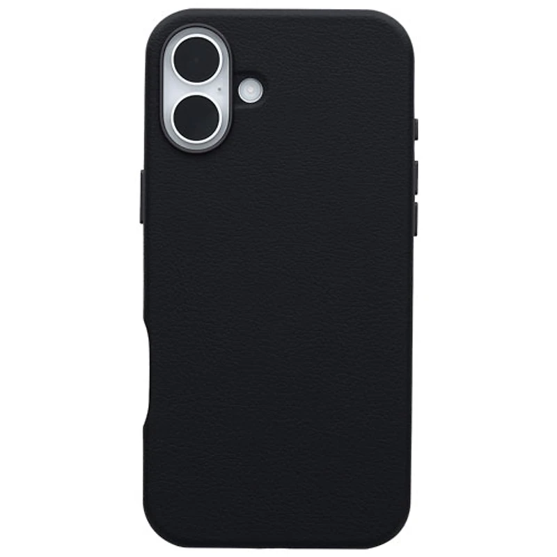 Étui rigide ajusté en cuir de cactus Symmetry d'OtterBox avec MagSafe pour iPhone 16 Plus - Noir Ash