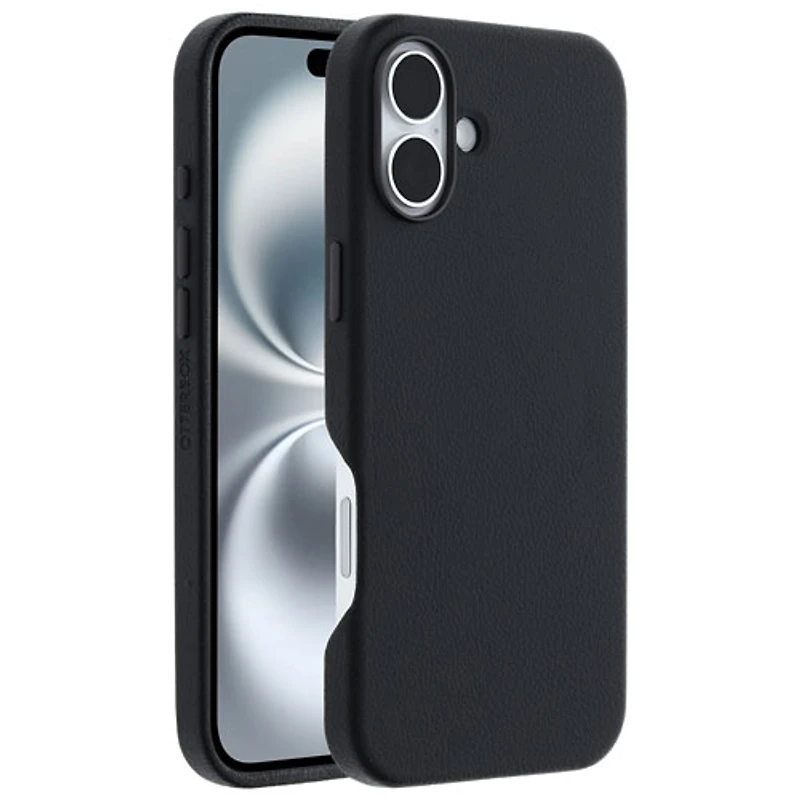 Étui rigide ajusté en cuir de cactus Symmetry d'OtterBox avec MagSafe pour iPhone 16 Plus - Noir Ash