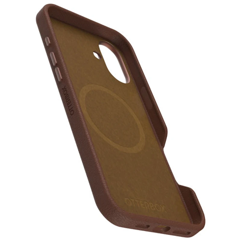 OtterBox Symmetry Cactus Leather Fitted Hard Shell Case with MagSafe for iPhone 16 Plus - Rich Adobe