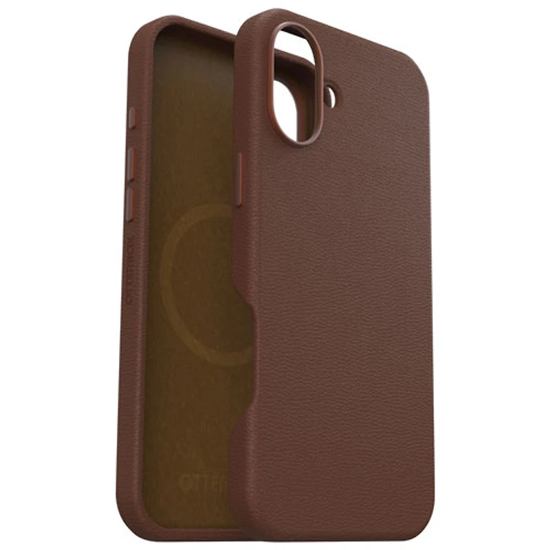 OtterBox Symmetry Cactus Leather Fitted Hard Shell Case with MagSafe for iPhone 16 Plus - Rich Adobe