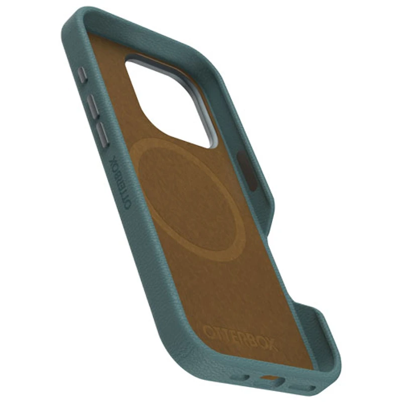 Étui rigide ajusté en cuir de cactus Symmetry d'OtterBox avec MagSafe pour iPhone 16 Pro - Branche de genévrier