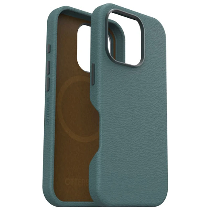 Étui rigide ajusté en cuir de cactus Symmetry d'OtterBox avec MagSafe pour iPhone 16 Pro - Branche de genévrier