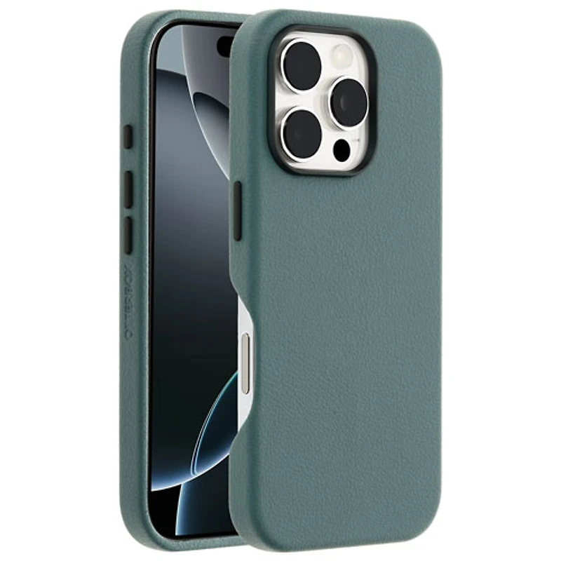 Étui rigide ajusté en cuir de cactus Symmetry d'OtterBox avec MagSafe pour iPhone 16 Pro - Branche de genévrier