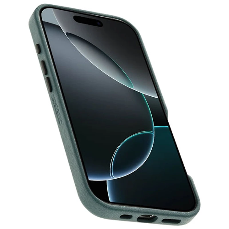 Étui rigide ajusté en cuir de cactus Symmetry d'OtterBox avec MagSafe pour iPhone 16 Pro - Branche de genévrier