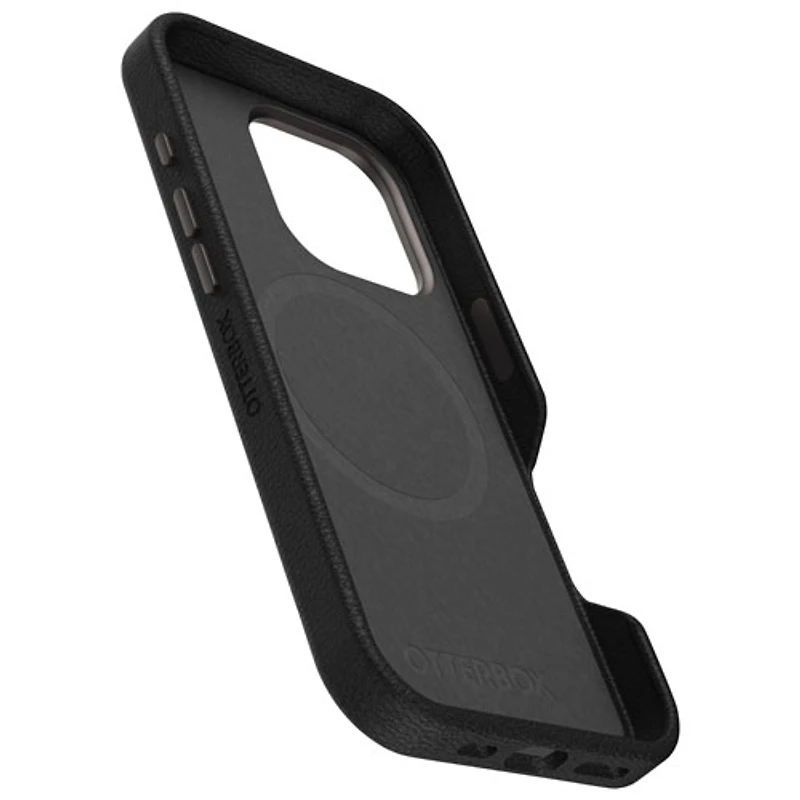 OtterBox Symmetry Cactus Leather Fitted Hard Shell Case with MagSafe for iPhone 16 Pro - Noir Ash