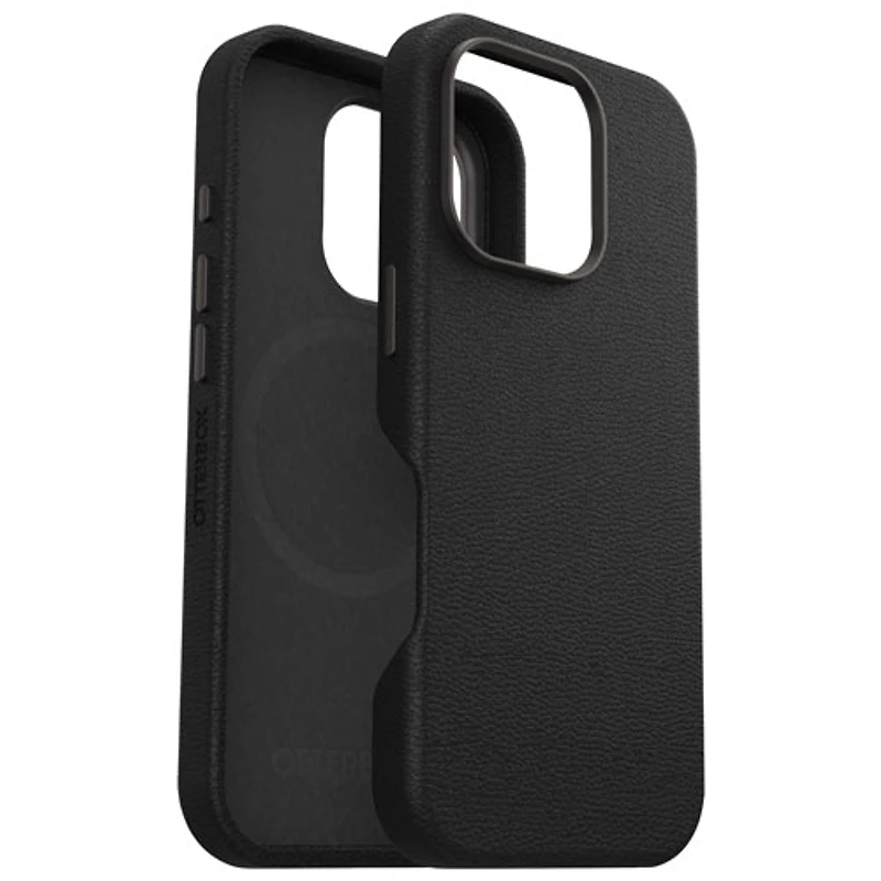 OtterBox Symmetry Cactus Leather Fitted Hard Shell Case with MagSafe for iPhone 16 Pro - Noir Ash