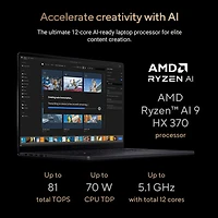 Portable à écran tactile DELO 4K de 16 po ProArt P16 d'ASUS - Noir nano (Ryzen AI 9 HX 370 d'AMD/SSD 2 To/RAM 64 Go/GeForce RTX 4070 de NVIDIA/Windows 11)