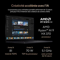 Portable à écran tactile DELO 4K de 16 po ProArt P16 d'ASUS - Noir nano (Ryzen AI 9 HX 370 d'AMD/SSD 2 To/RAM 64 Go/GeForce RTX 4070 de NVIDIA/Windows 11)