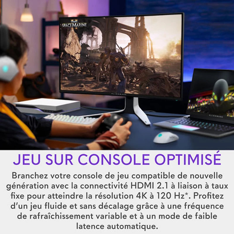 Alienware 32" 4K UHD 240Hz 0.03ms Curved QD OLED Gaming Monitor (AW3225QF) - Lunar Light