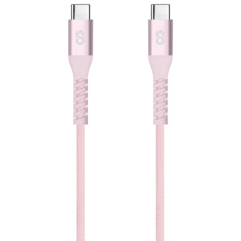 LOGiiX Vibrance 1.2m (3.9 ft.) Braided USB-C to USB-C Cable (LGX-13830) - Blush