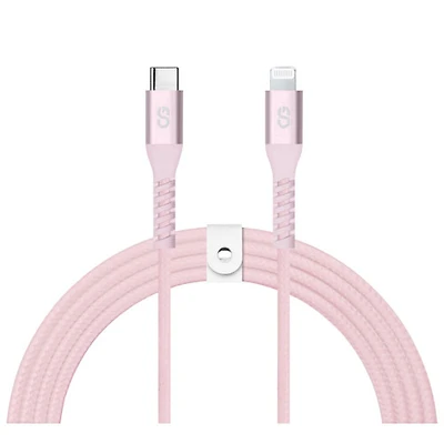LOGiiX Vibrance 1.2m (3.9 ft.) Braided USB-C to Lightning Cable (LGX-13831) - Blush