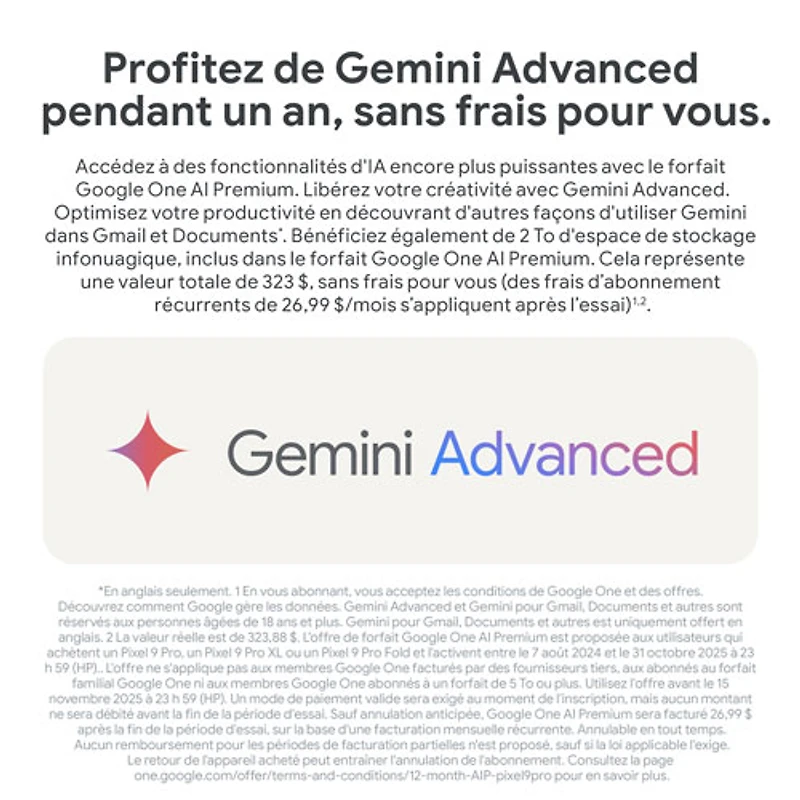 Pixel 9 Pro de 128 Go de Google avec Virgin Plus - Vert lichen - Financement mensuel