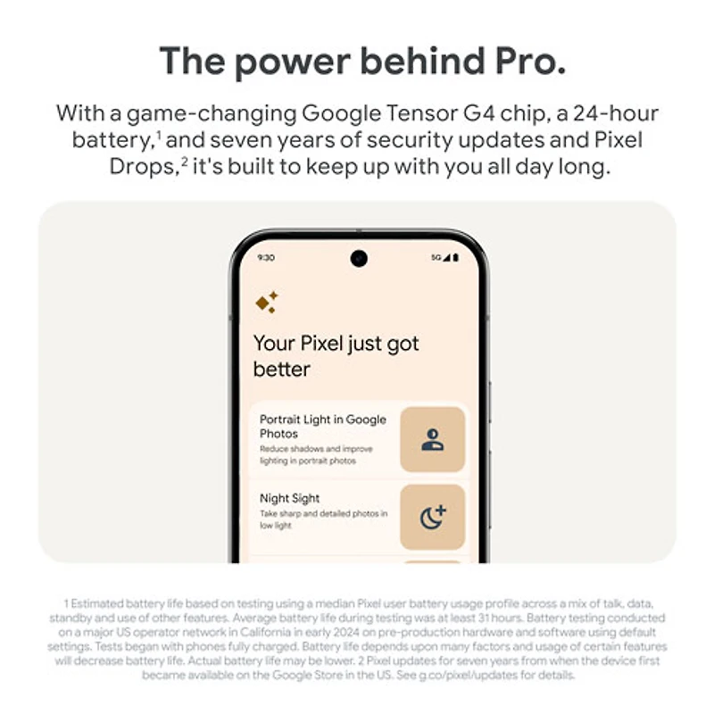Pixel 9 Pro de 128 Go de Google avec Virgin Plus - Vert lichen - Financement mensuel