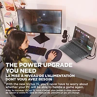 Portable de jeu de 15,6 po Victus de HP - Argenté mica (Ryzen 5 8645HS d'AMD/RAM 8 Go/SSD 512 Go/GeForce RTX 2050)