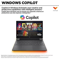 Portable de jeu de 15,6 po Victus de HP - Argenté mica (Core i7-13620H d'Intel/RAM 16 Go/SSD 512 Go/GeForce RTX 3050)