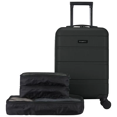 Bagage de cabine rigide 21,65 po Barcelona de Bugatti avec 3 cubes de rangement - Noir
