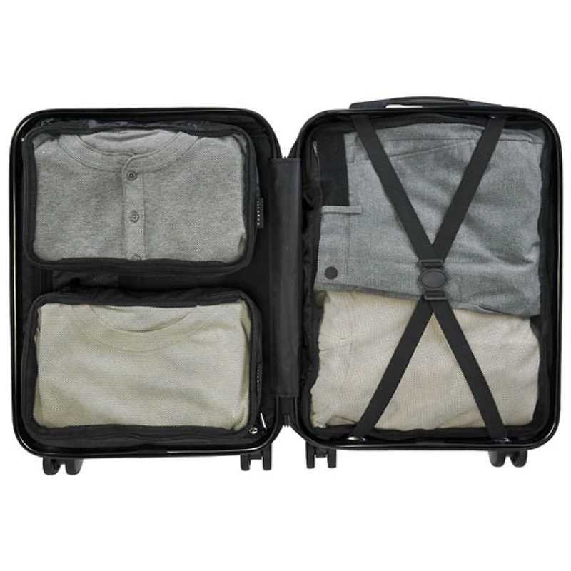 Bagage de cabine rigide 21,65 po Barcelona de Bugatti avec 3 cubes de rangement - Noir