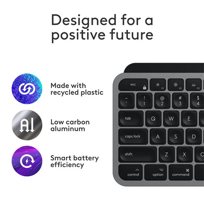 Logitech MX Keys S Bluetooth Full Size Keyboard for iPad/Mac - Space Grey - English