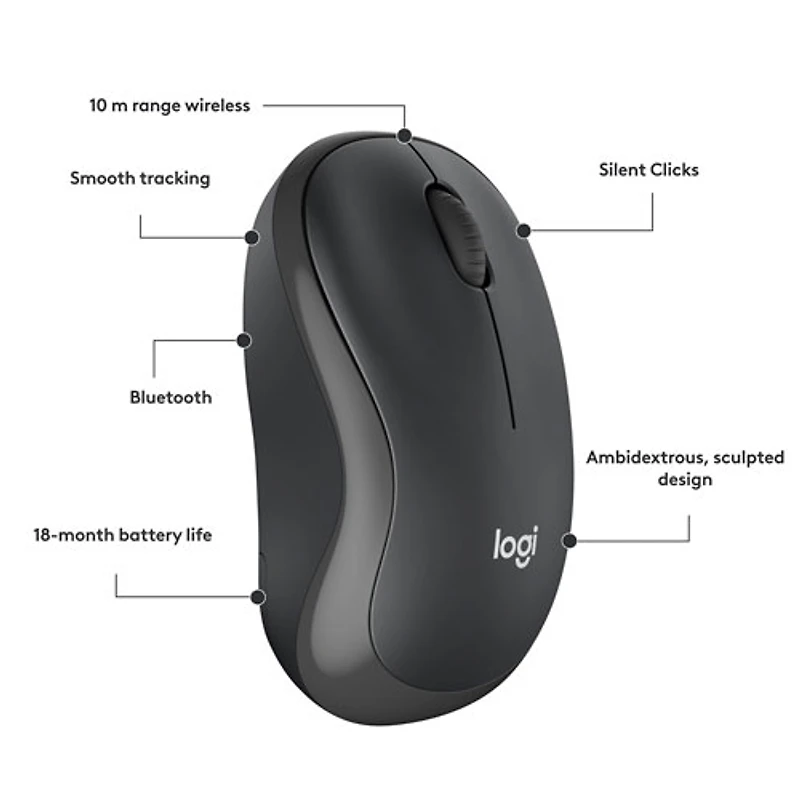 Logitech M240 Silent 4000 DPI Bluetooth Optical Mouse - Graphite