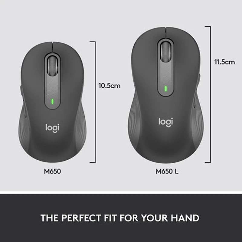 Souris sans fil précise Bluetooth 4000 ppp Signature M650 L for Business de Logitech pour mains de moyenne à grande taille - Graphite
