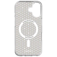 E-Artistry Signature Honeycomb Fitted Hard Shell Case w/ MagSafe for iPhone 16 - Clear- Gold/White