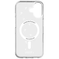 Étui rigide ajusté Signature Bee Spiral d'E-Artistry avec MagSafe pour iPhone 16 - Transparent/Blanc