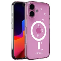 Étui rigide ajusté Signature Bee Spiral d'E-Artistry avec MagSafe pour iPhone 16 - Transparent/Blanc