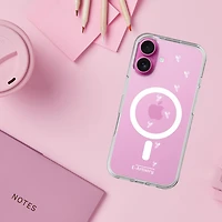 Étui rigide ajusté Signature Bee Spiral d'E-Artistry avec MagSafe pour iPhone 16 - Transparent/Blanc