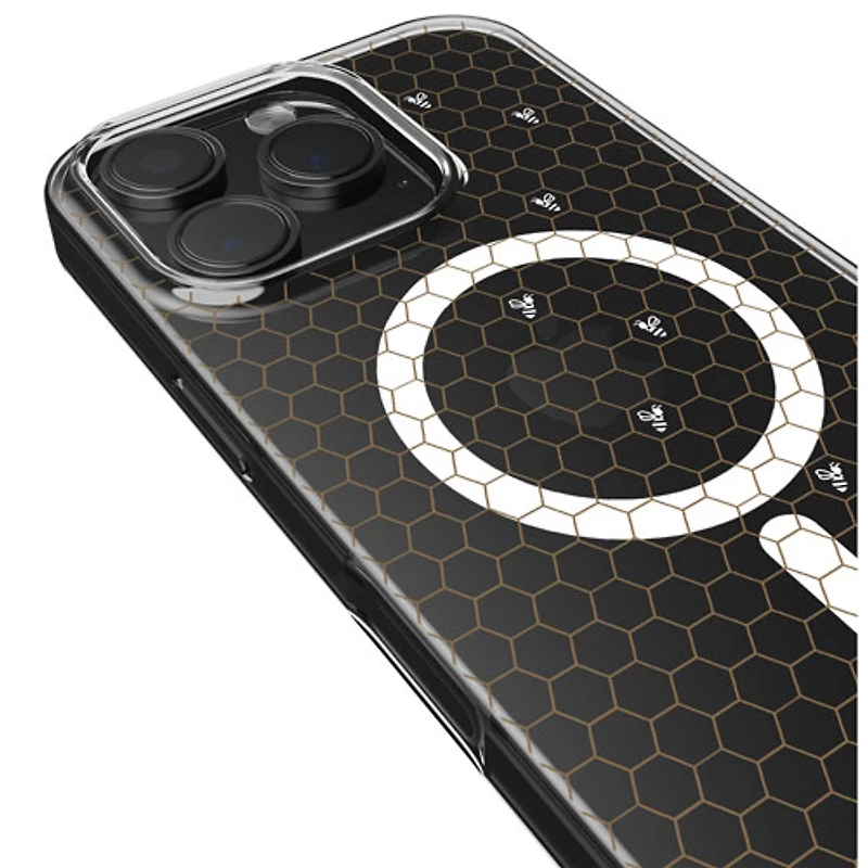 E-Artistry Signature Honeycomb Fitted Hard Shell Case w/ MagSafe for iPhone 16 Pro Max - Clear- Gold/White