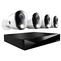 Système de surveillance avec fil à enregistreur vidéo numérique avec audio à 2 voies et 4 caméras compactes d'intérieur/d'extérieur 2K de Night Owl - Blanc