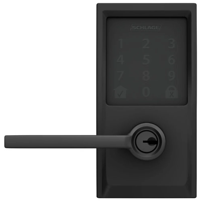 Serrure intelligente Wi-Fi Encode Latitude de Schlage avec poignée à levier - Noir mat