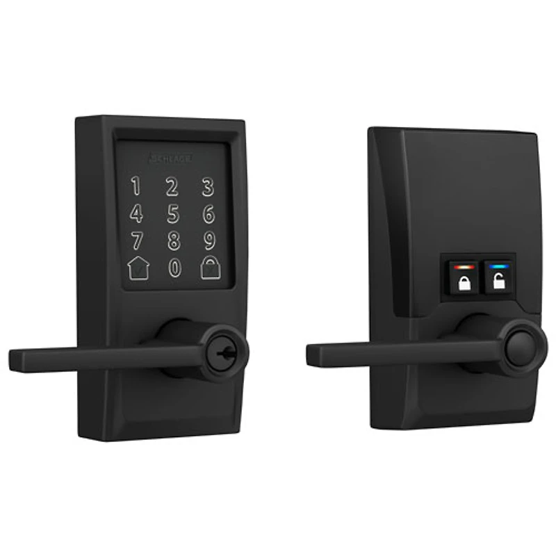 Serrure intelligente Wi-Fi Encode Latitude de Schlage avec poignée à levier - Noir mat