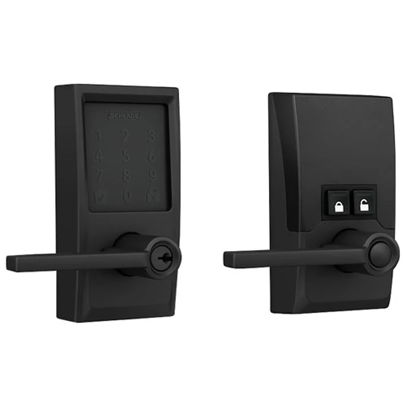 Serrure intelligente Wi-Fi Encode Latitude de Schlage avec poignée à levier - Noir mat