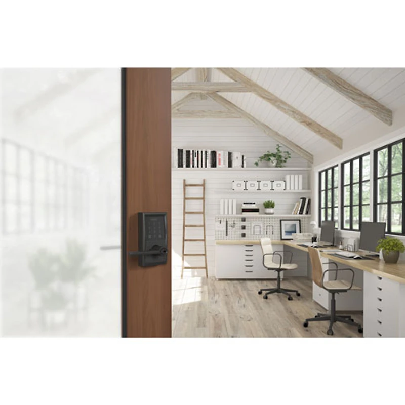 Serrure intelligente Wi-Fi Encode Latitude de Schlage avec poignée à levier - Noir mat