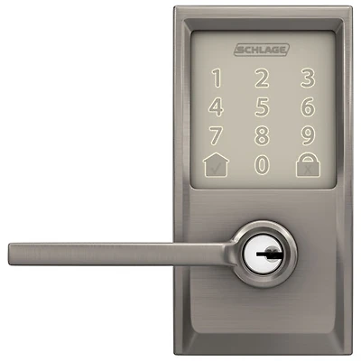 Serrure intelligente Wi-Fi Encode Latitude de Schlage avec poignée à levier - Nickel satiné