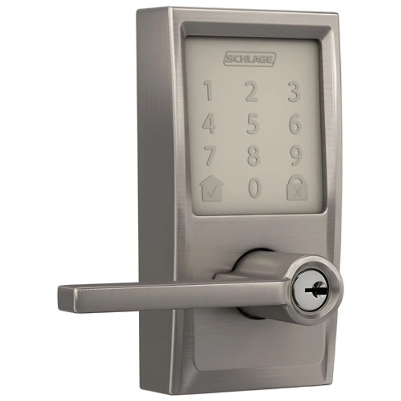 Serrure intelligente Wi-Fi Encode Latitude de Schlage avec poignée à levier - Nickel satiné
