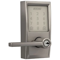 Serrure intelligente Wi-Fi Encode Latitude de Schlage avec poignée à levier - Nickel satiné