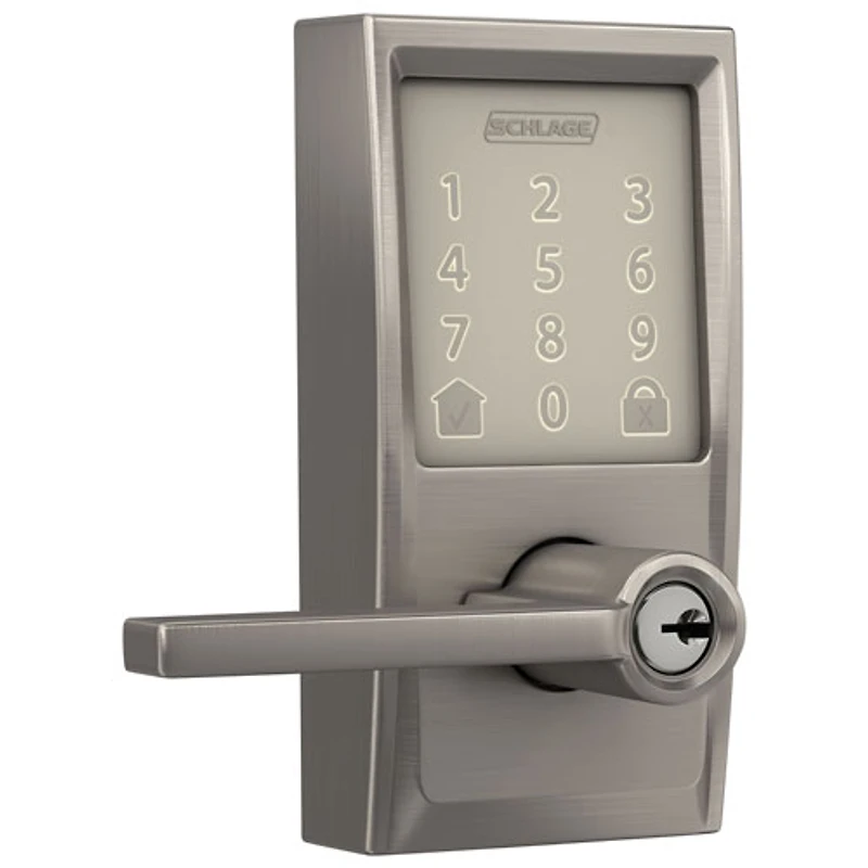 Serrure intelligente Wi-Fi Encode Latitude de Schlage avec poignée à levier - Nickel satiné